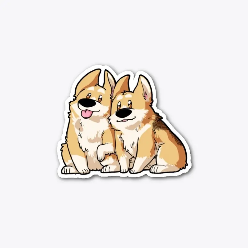 Corgi Double Trouble Sticker